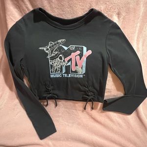 Grey MTV crop top long sleeve never been worn new, but the tags have popped off